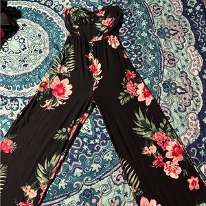 Floral Black Jumpsuit